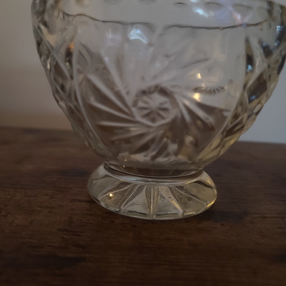 Cut Glass Pedestal Dessert Bowl - Clear Pressed Glass - Picture 2 of 2
